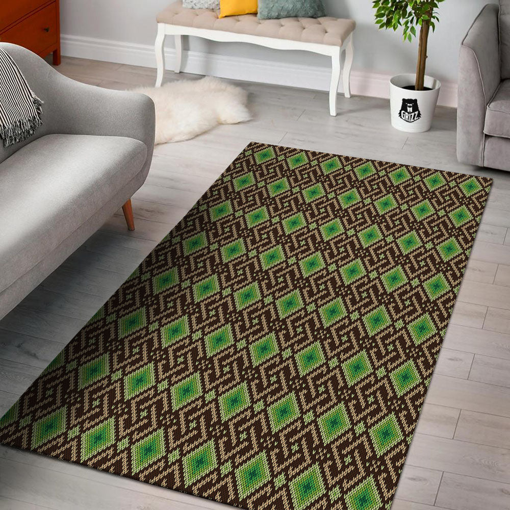 Knitted Geometric Print Pattern Floor Mat-grizzshop
