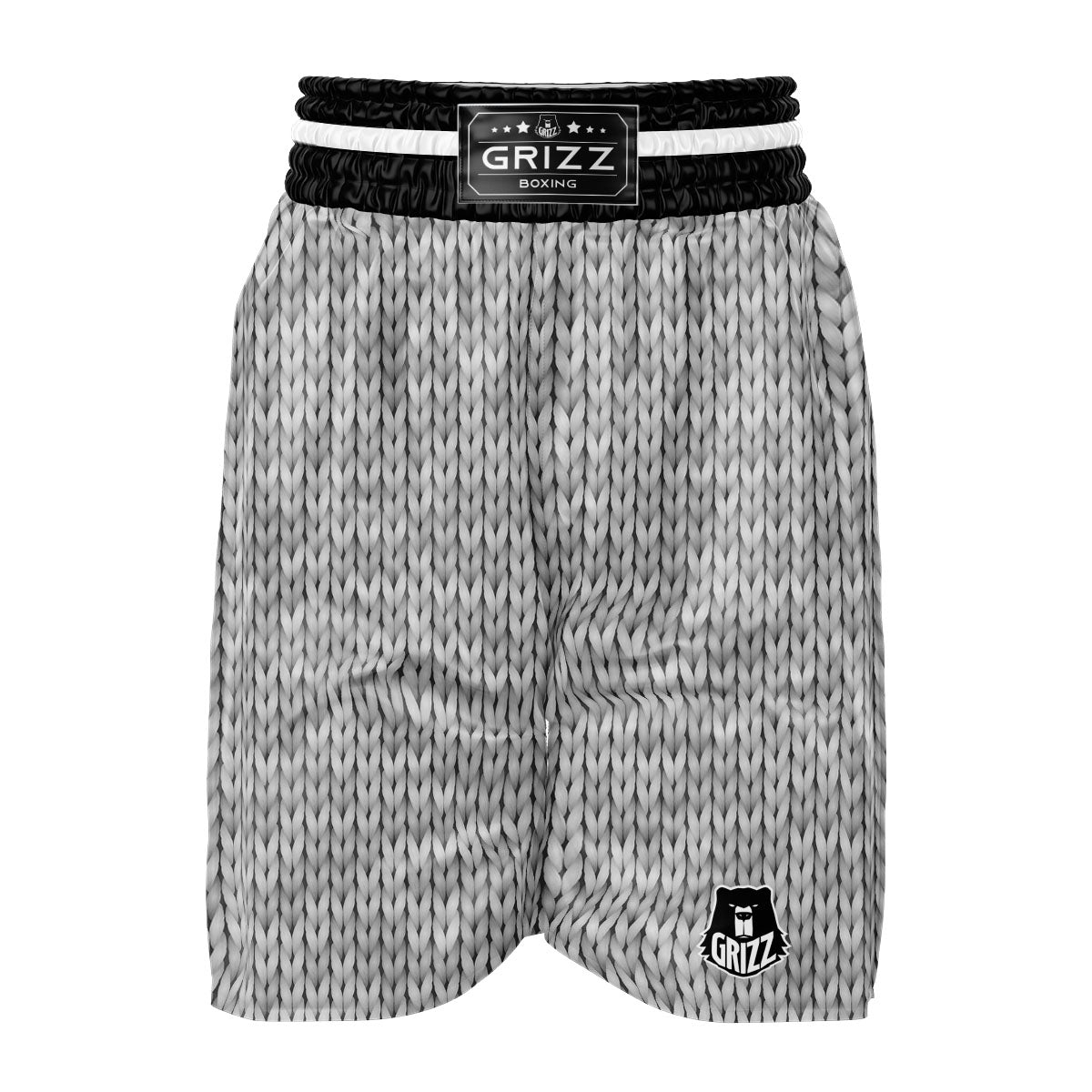 Knitted Grey Print Pattern Boxing Shorts-grizzshop