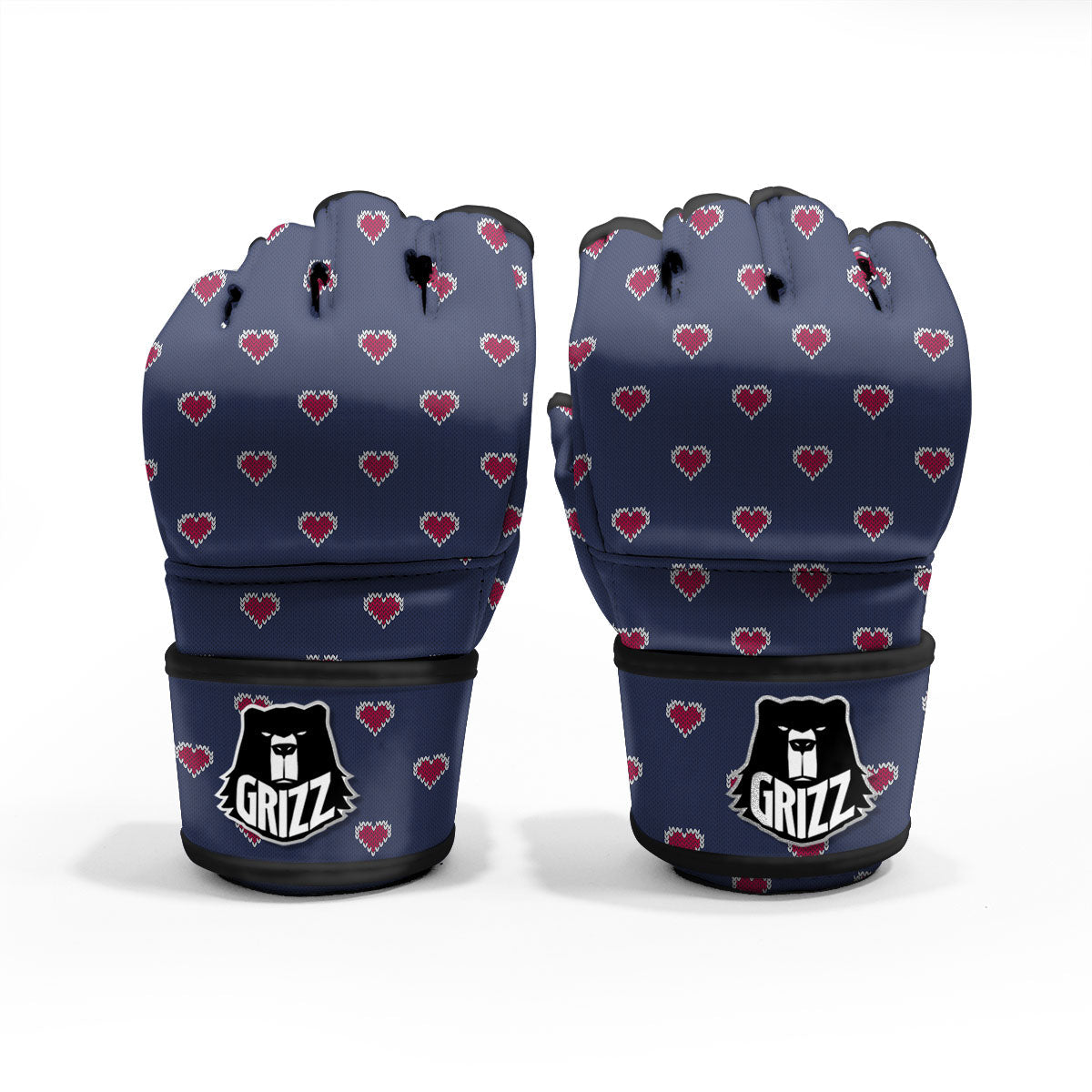 Knitted Heart Print Pattern MMA Gloves-grizzshop