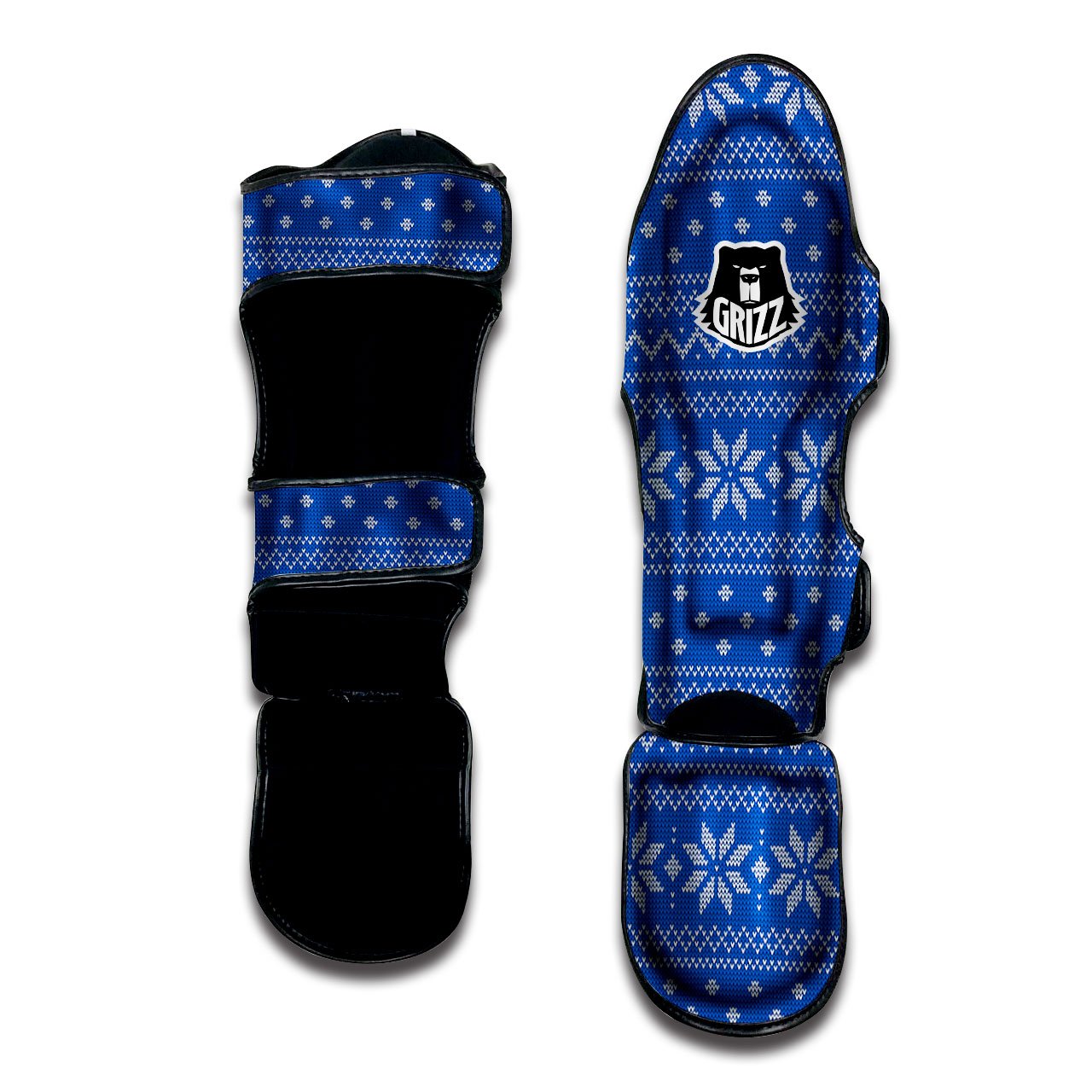 Knitted Holiday Winter Print Pattern Muay Thai Shin Guards-grizzshop