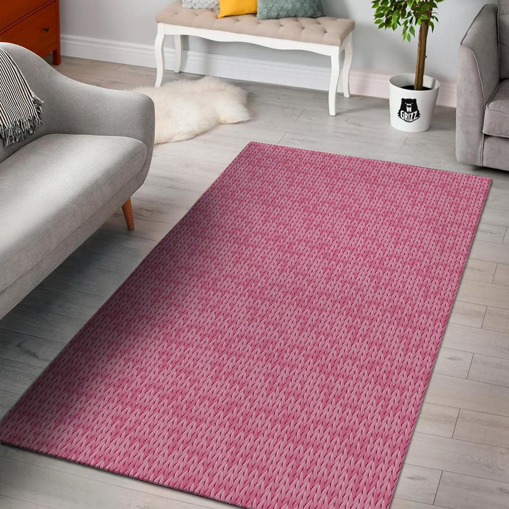 Knitted Pink Print Pattern Floor Mat-grizzshop