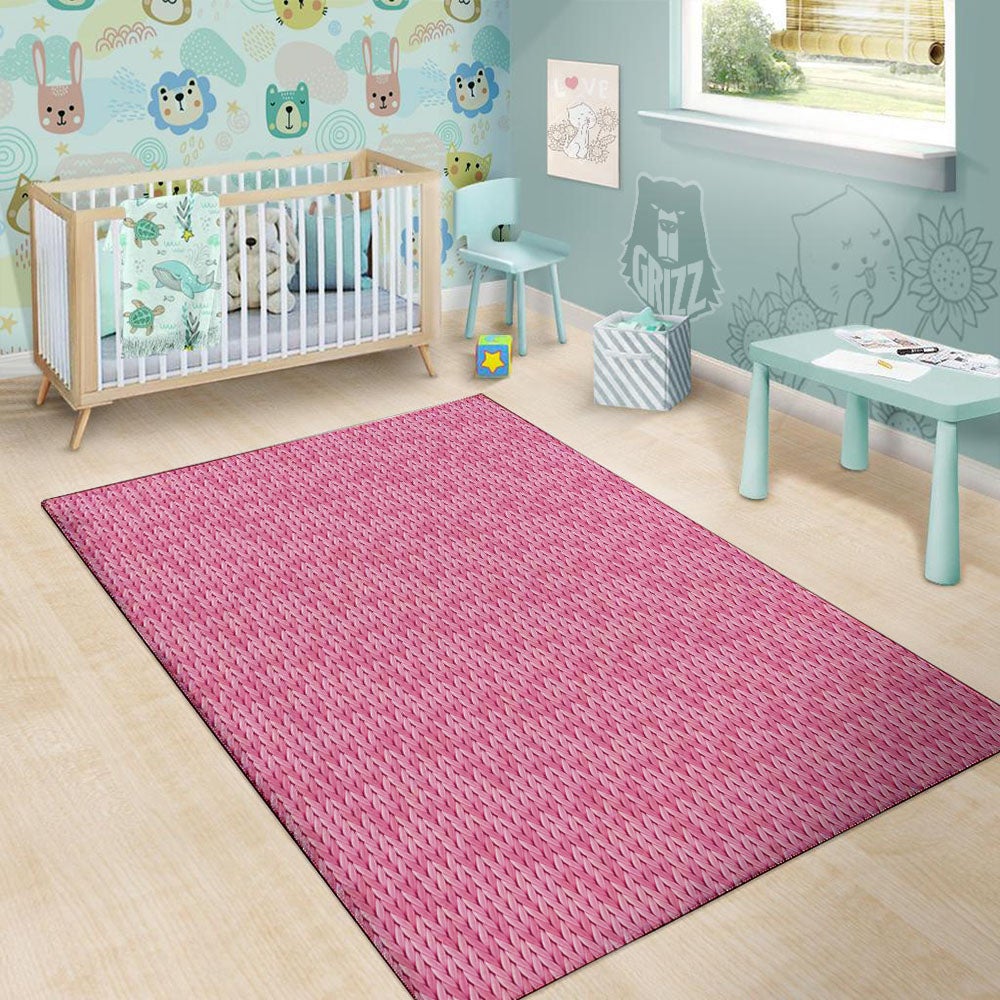 Knitted Pink Print Pattern Floor Mat-grizzshop