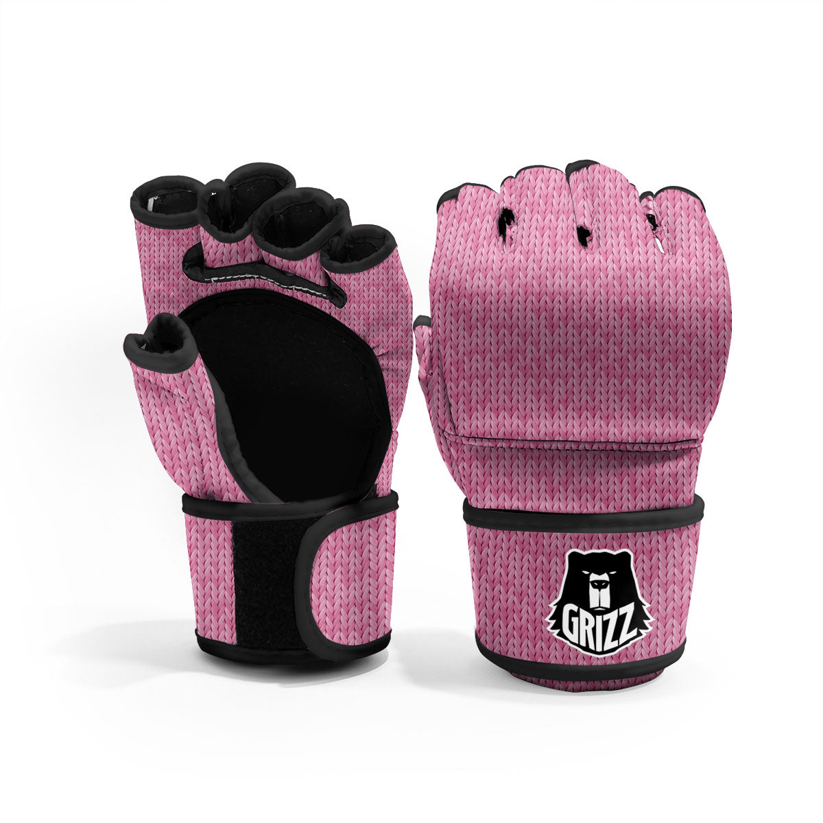 Knitted Pink Print Pattern MMA Gloves-grizzshop