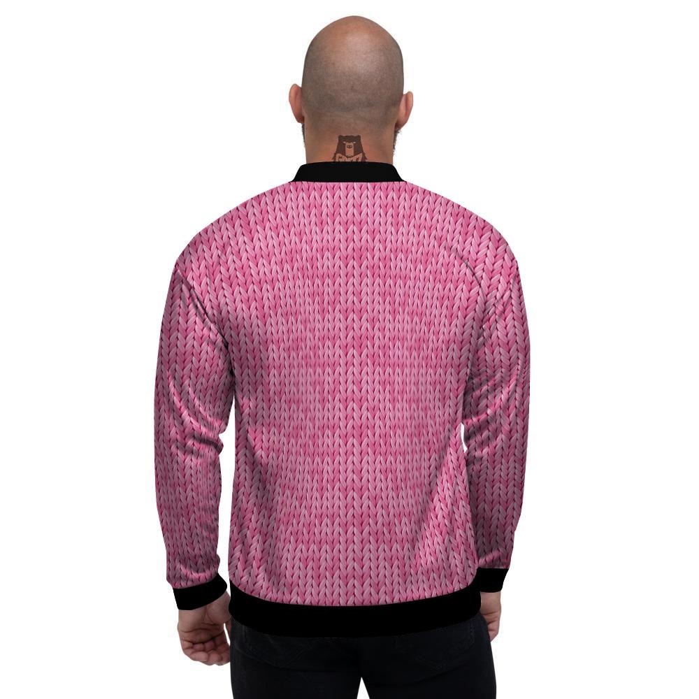 Knitted Pink Print Pattern Men's Bomber Jacket-grizzshop
