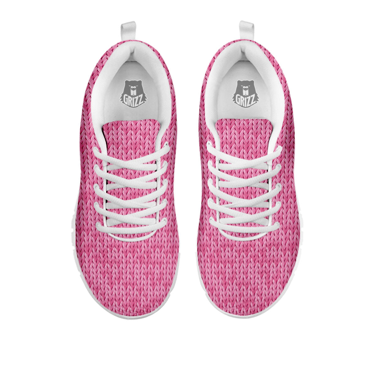 Knitted Pink Print Pattern White Sneaker-grizzshop