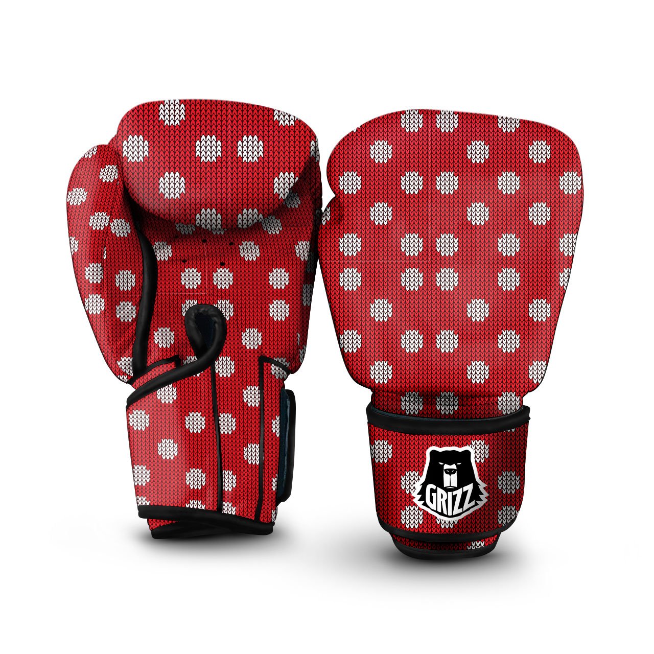 Knitted Polka Dot Print Pattern Boxing Gloves-grizzshop