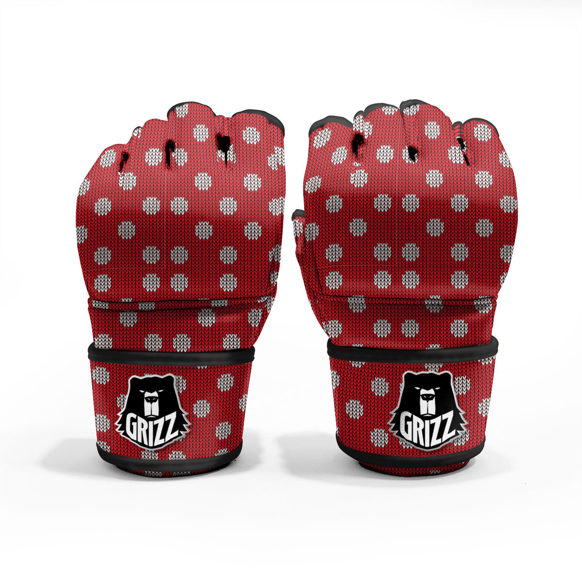 Knitted Polka Dot Print Pattern MMA Gloves-grizzshop