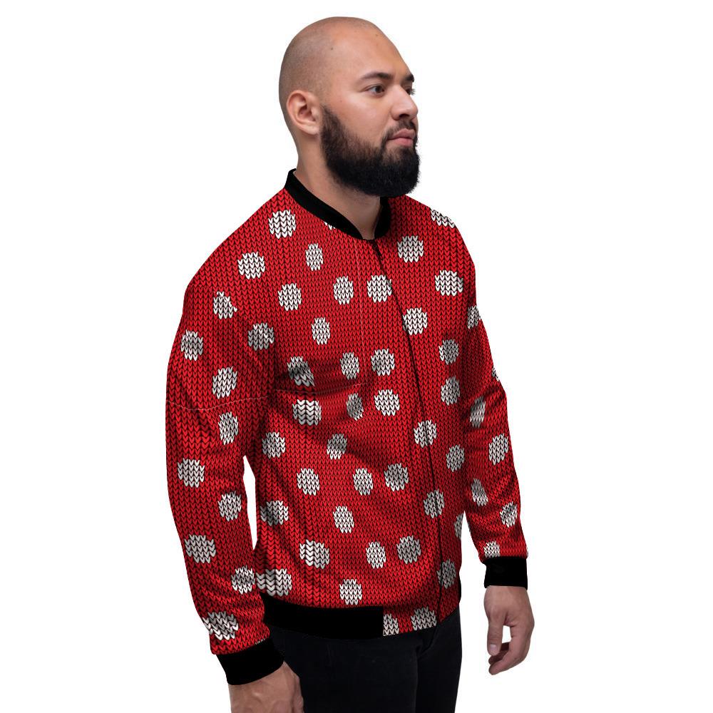 Knitted Polka Dot Print Pattern Men's Bomber Jacket-grizzshop