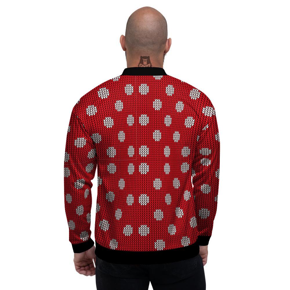 Knitted Polka Dot Print Pattern Men's Bomber Jacket-grizzshop