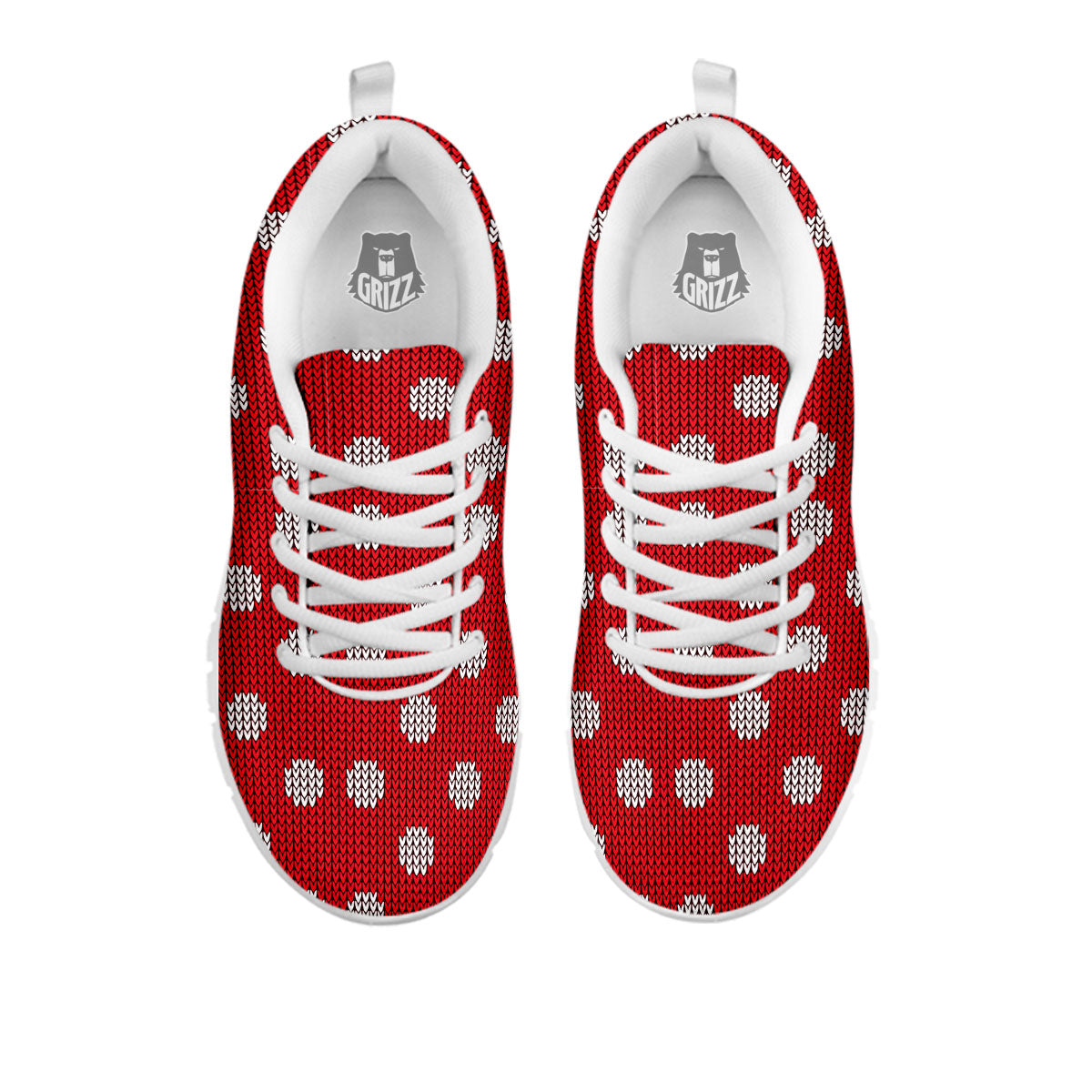 Knitted Polka Dot Print Pattern White Sneaker-grizzshop