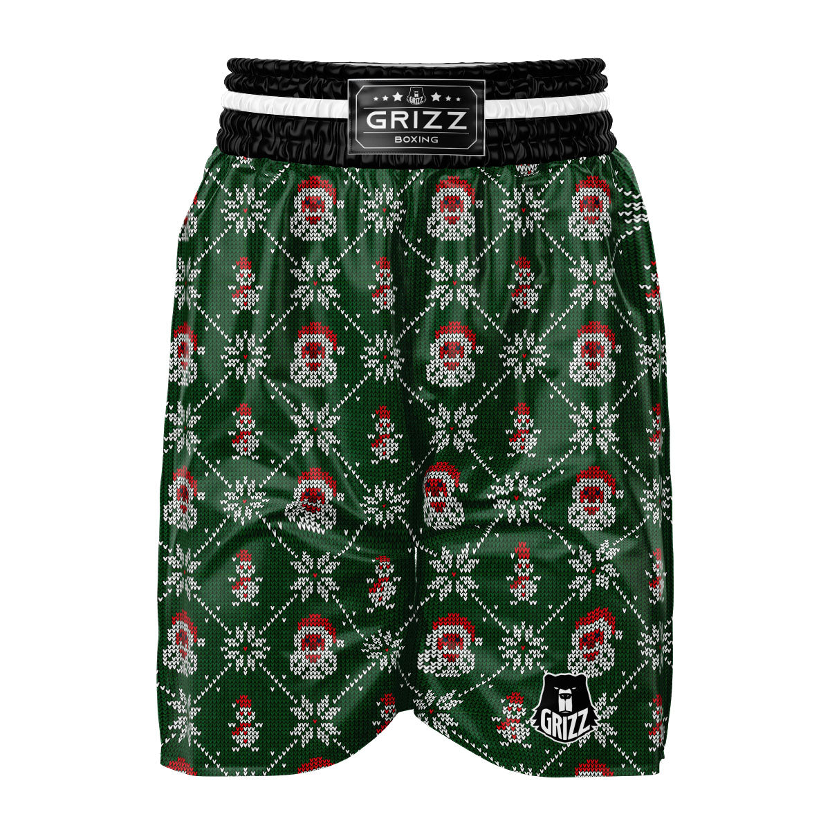 Knitted Santa Claus Print Pattern Boxing Shorts-grizzshop