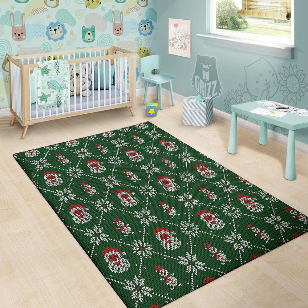 Knitted Santa Claus Print Pattern Floor Mat-grizzshop