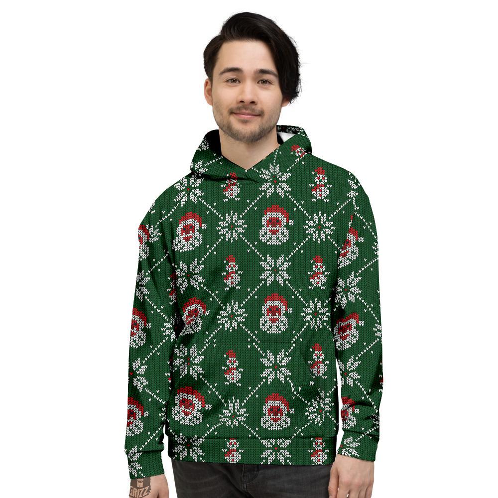 Knitted Santa Claus Print Pattern Men's Hoodie-grizzshop