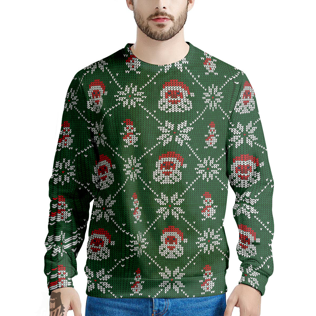 Knitted Santa Claus Print Pattern Men's Sweatshirt-grizzshop