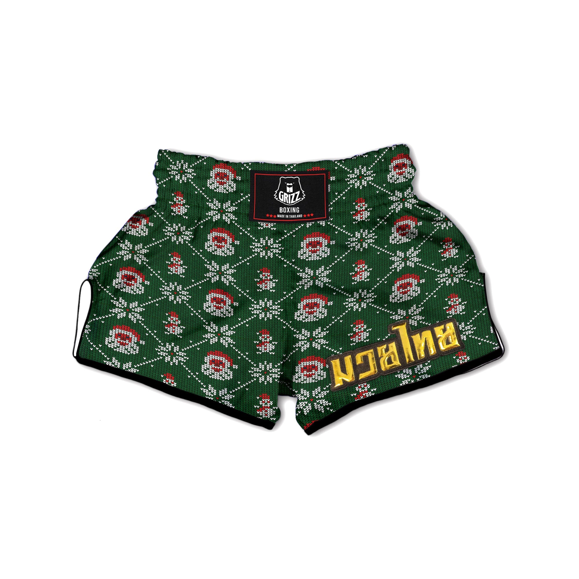 Knitted Santa Claus Print Pattern Muay Thai Boxing Shorts-grizzshop