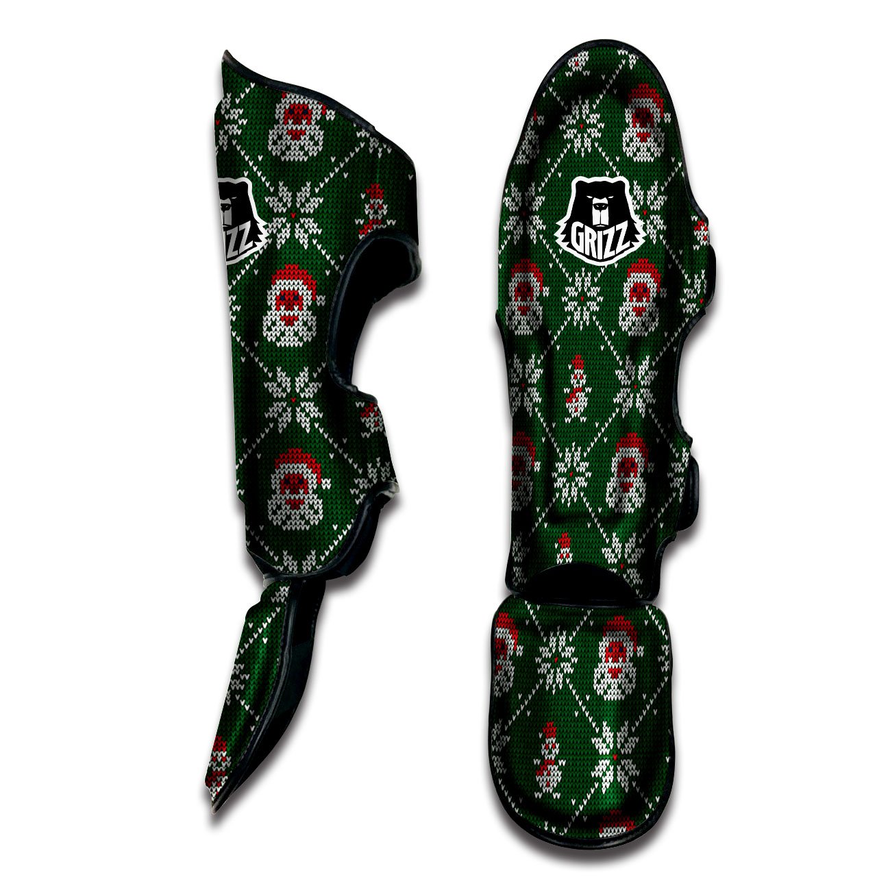 Knitted Santa Claus Print Pattern Muay Thai Shin Guards-grizzshop