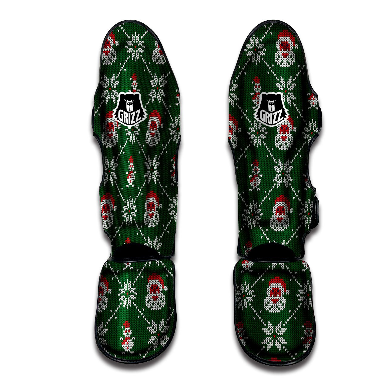 Knitted Santa Claus Print Pattern Muay Thai Shin Guards-grizzshop