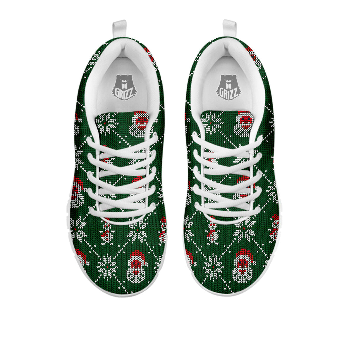 Knitted Santa Claus Print Pattern White Sneaker-grizzshop