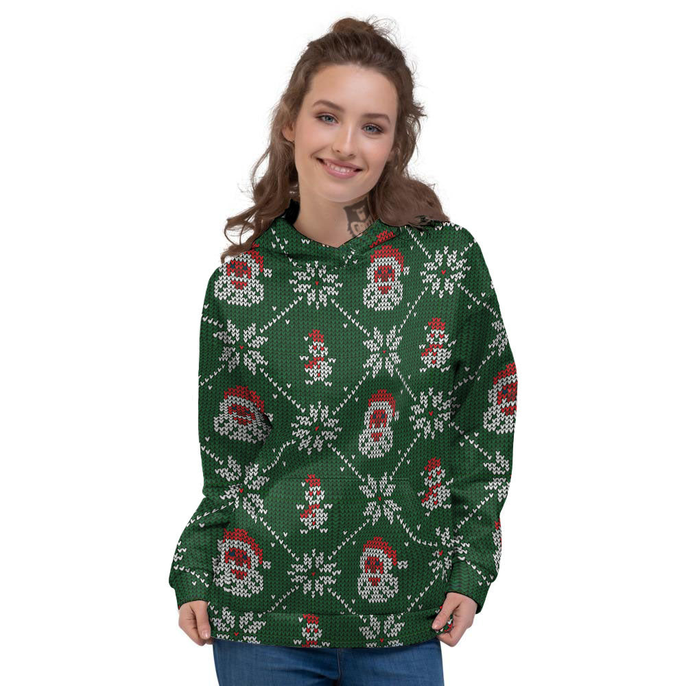 Knitted Santa Claus Print Pattern Women's Hoodie-grizzshop
