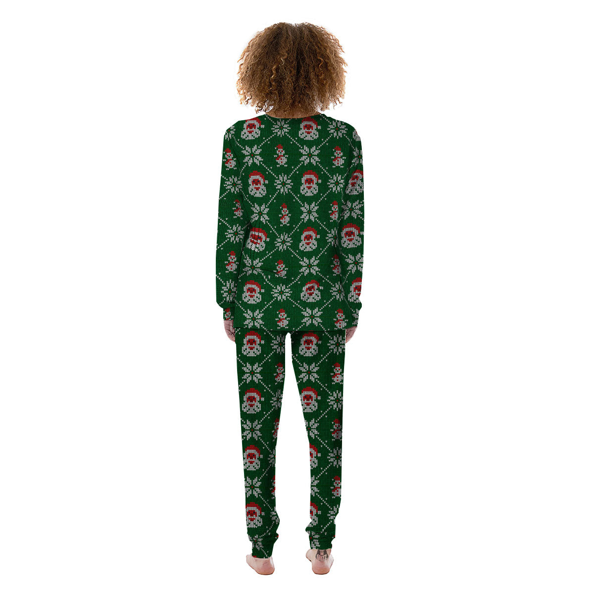 Knitted Santa Claus Print Pattern Women's Pajamas-grizzshop