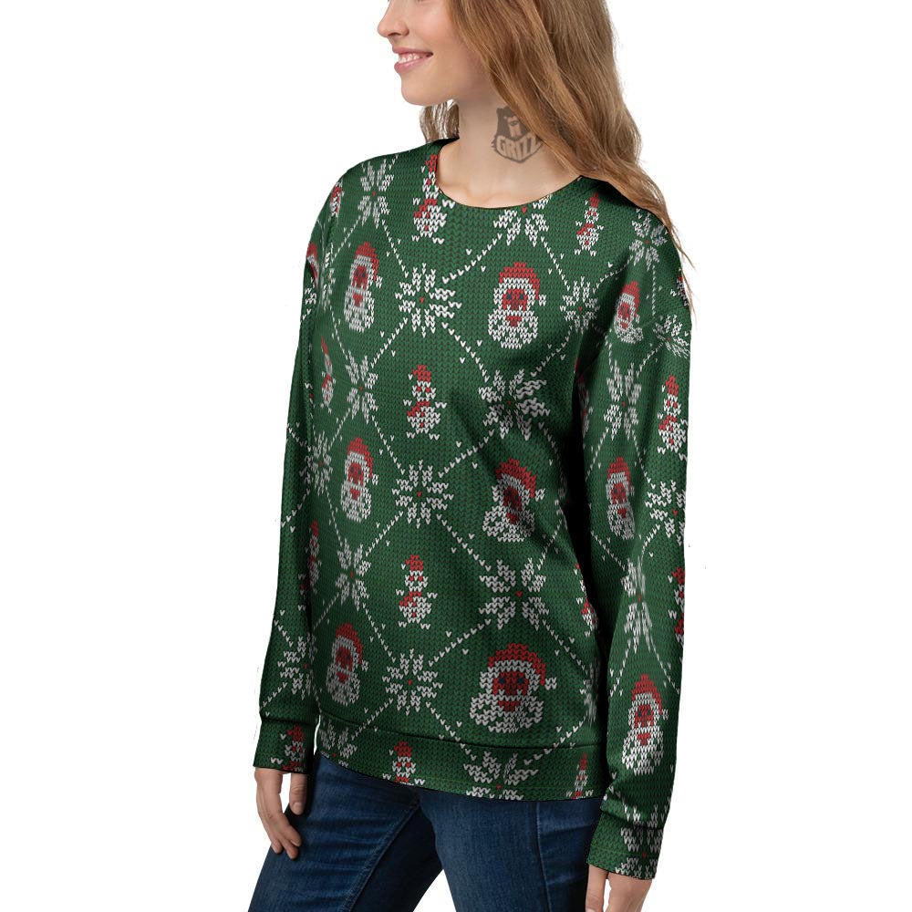 Knitted Santa Claus Print Pattern Women's Sweatshirt-grizzshop