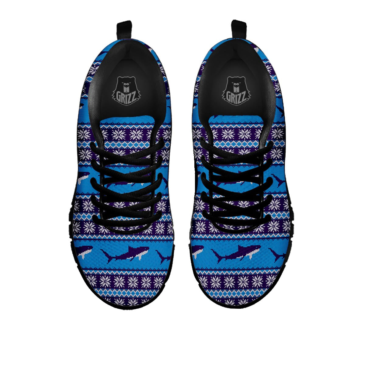 Knitted Shark Print Pattern Black Sneaker-grizzshop