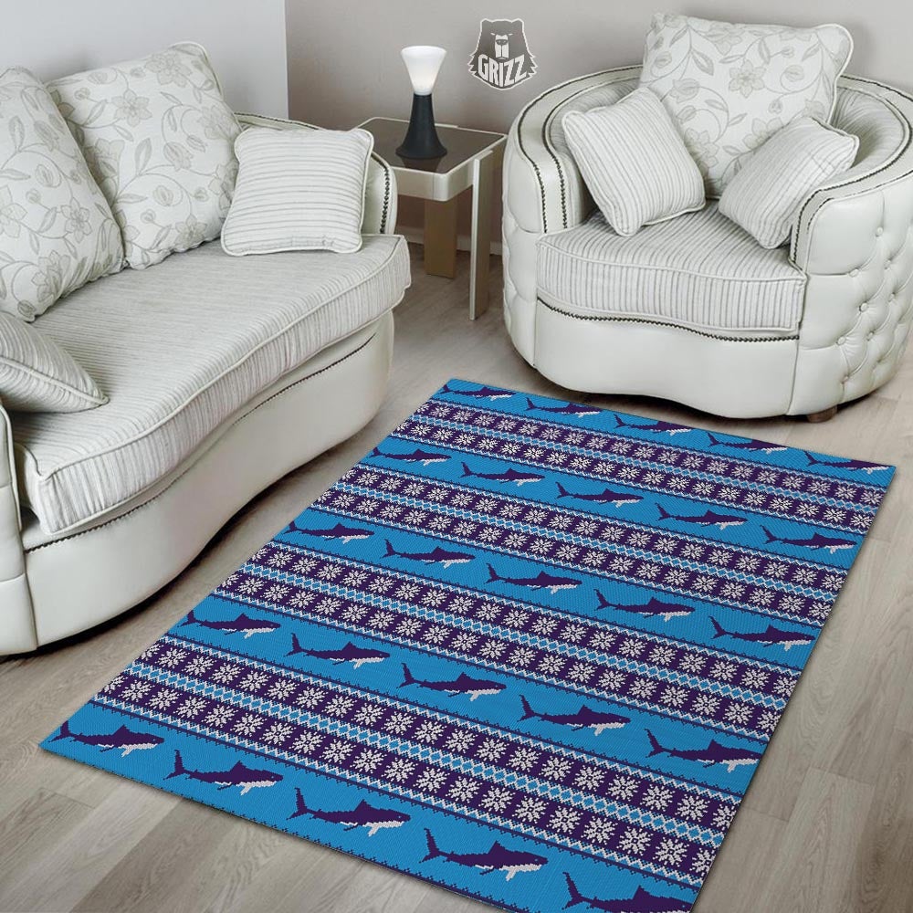 Knitted Shark Print Pattern Floor Mat-grizzshop