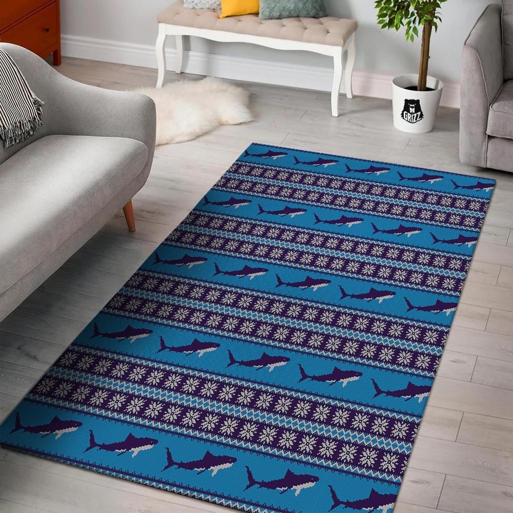 Knitted Shark Print Pattern Floor Mat-grizzshop