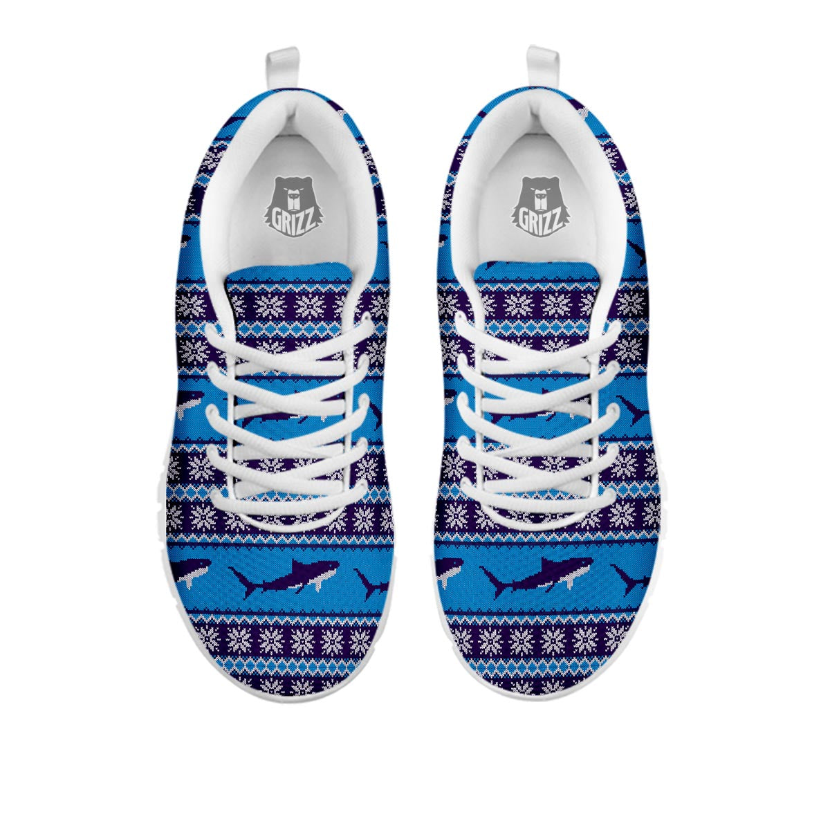 Knitted Shark Print Pattern White Sneaker-grizzshop
