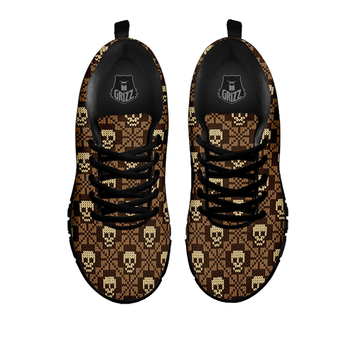 Knitted Skull Print Pattern Black Sneaker-grizzshop