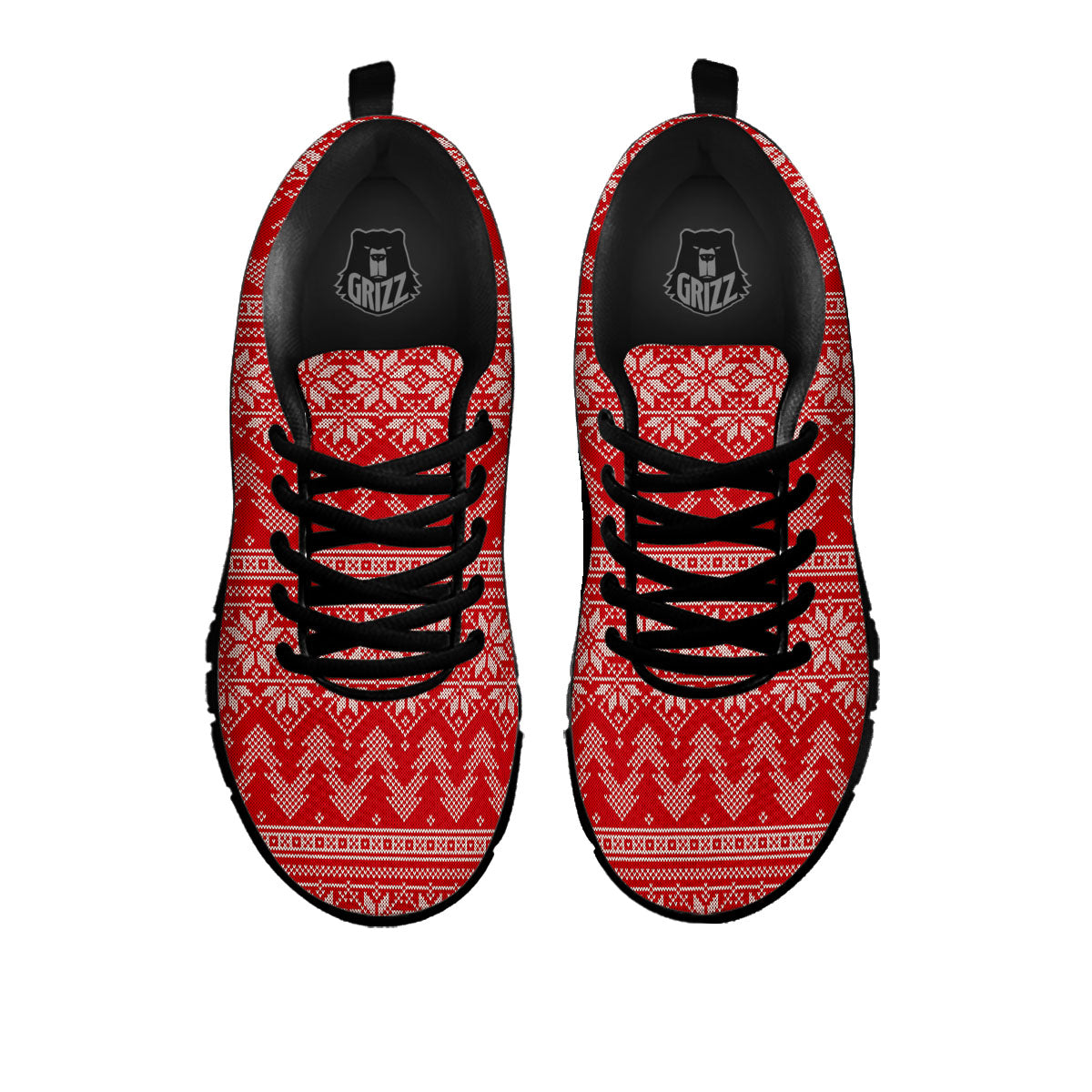 Knitted Snow Flower Print Pattern Black Sneaker-grizzshop