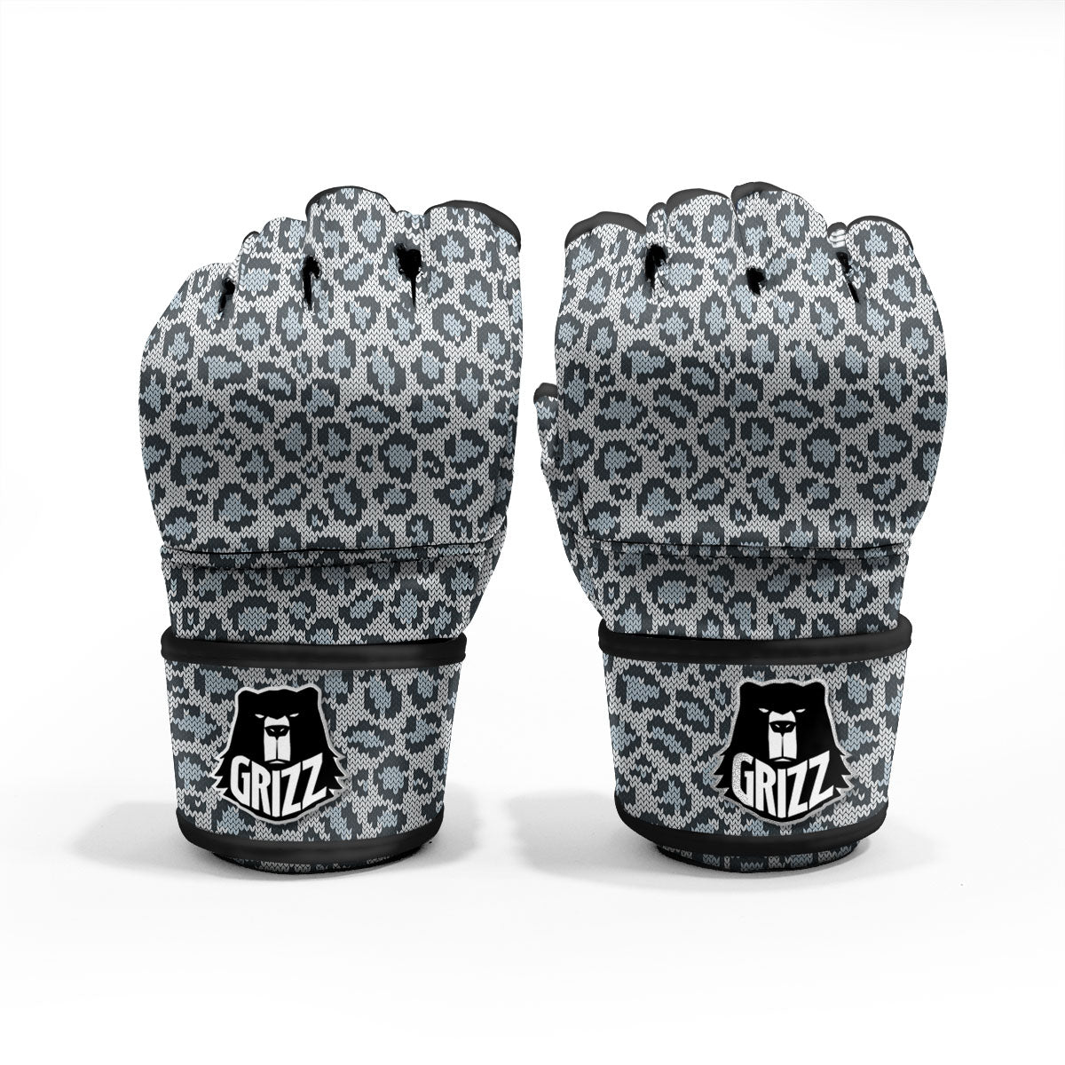 Knitted Snow Leopard Print Pattern MMA Gloves-grizzshop
