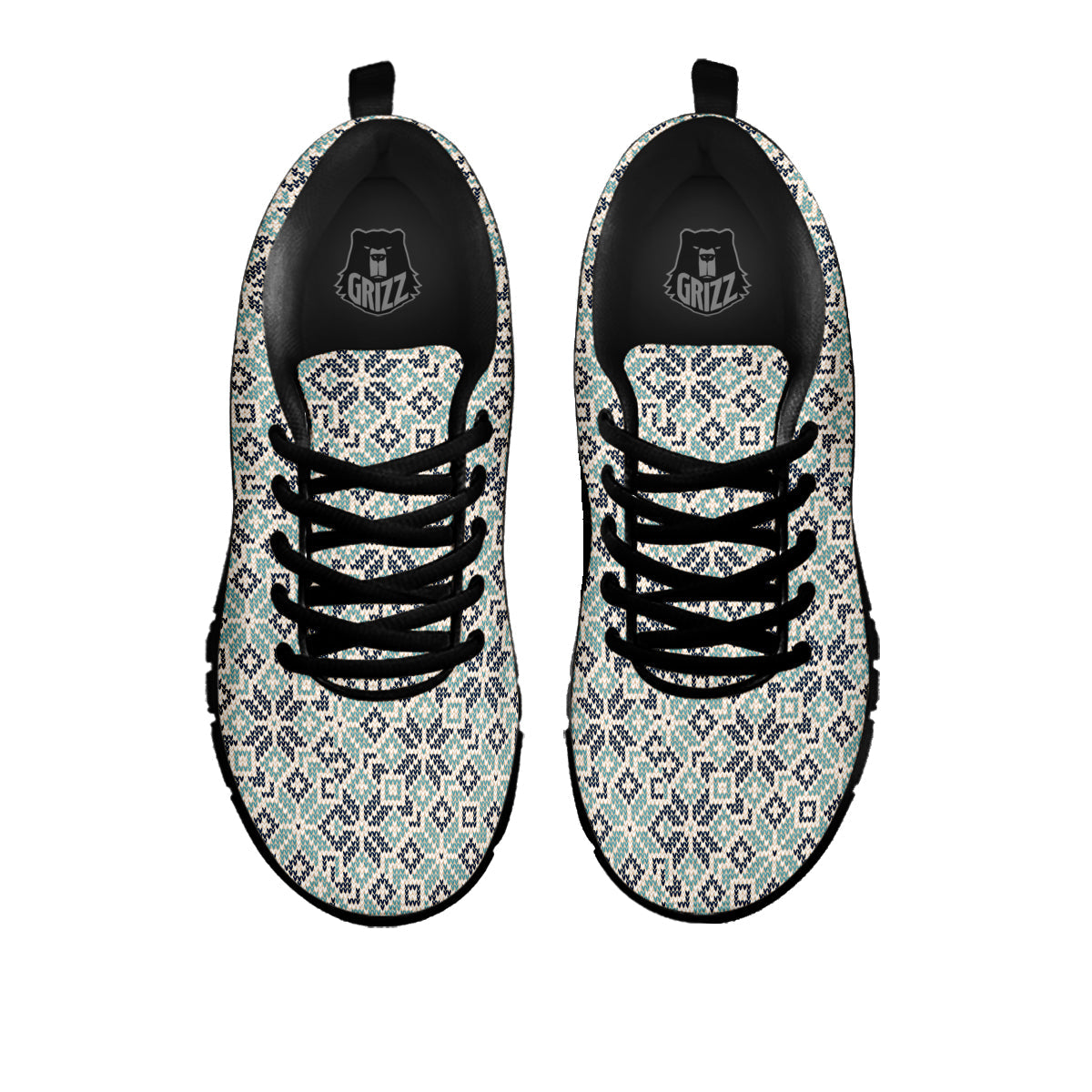 Knitted Snow Print Pattern Black Sneaker-grizzshop