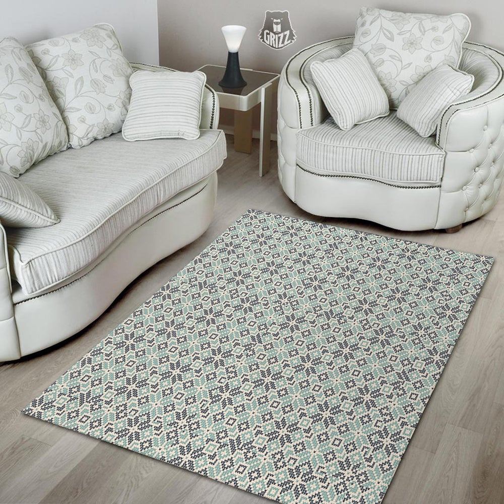 Knitted Snow Print Pattern Floor Mat-grizzshop