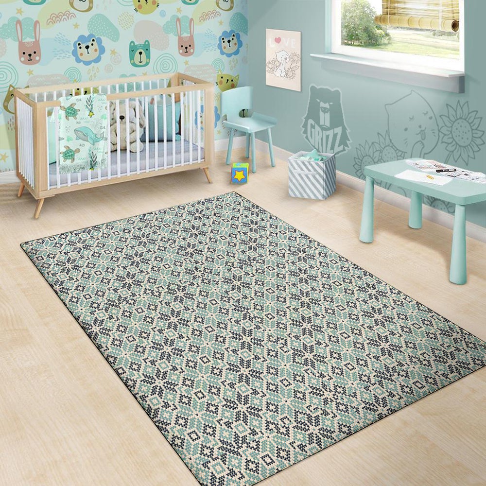 Knitted Snow Print Pattern Floor Mat-grizzshop