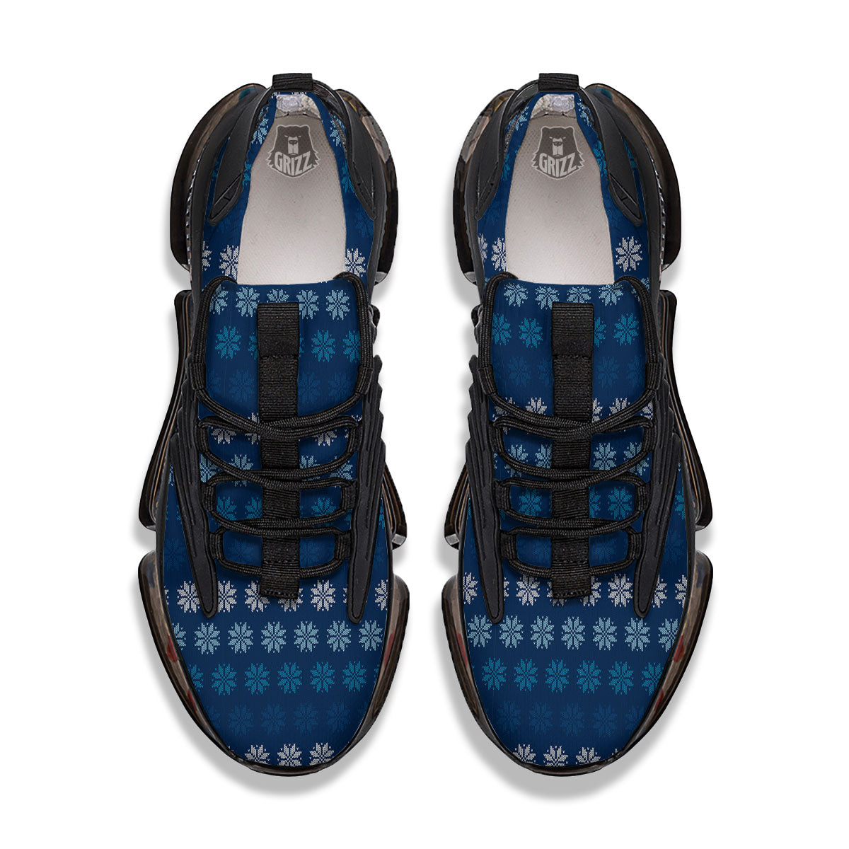 Knitted Snowflakes Print Pattern Black Gym Shoes-grizzshop