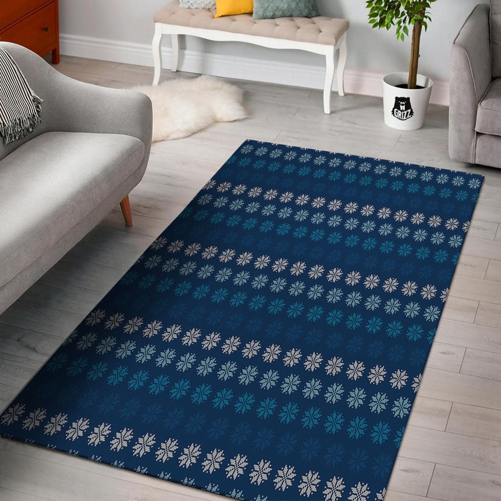 Knitted Snowflakes Print Pattern Floor Mat-grizzshop