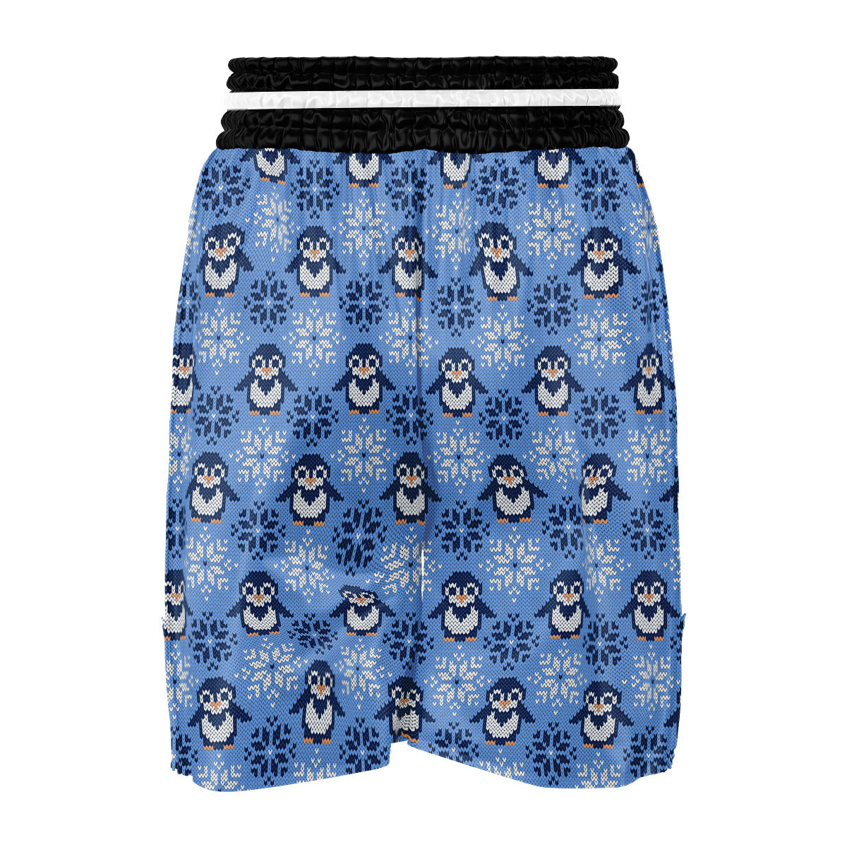 Knitted Snowy Penguin Print Pattern Boxing Shorts-grizzshop