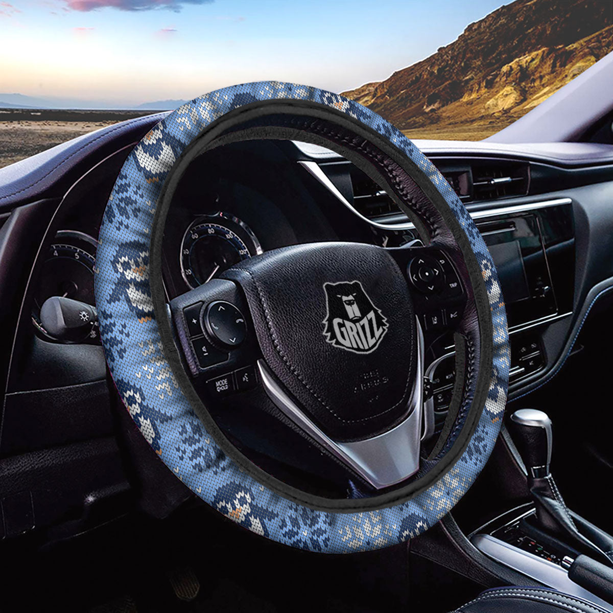 Knitted Snowy Penguin Print Pattern Car Steering Wheel Cover-grizzshop