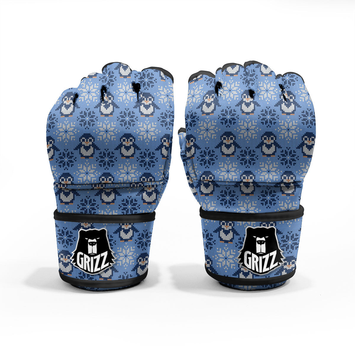Knitted Snowy Penguin Print Pattern MMA Gloves-grizzshop