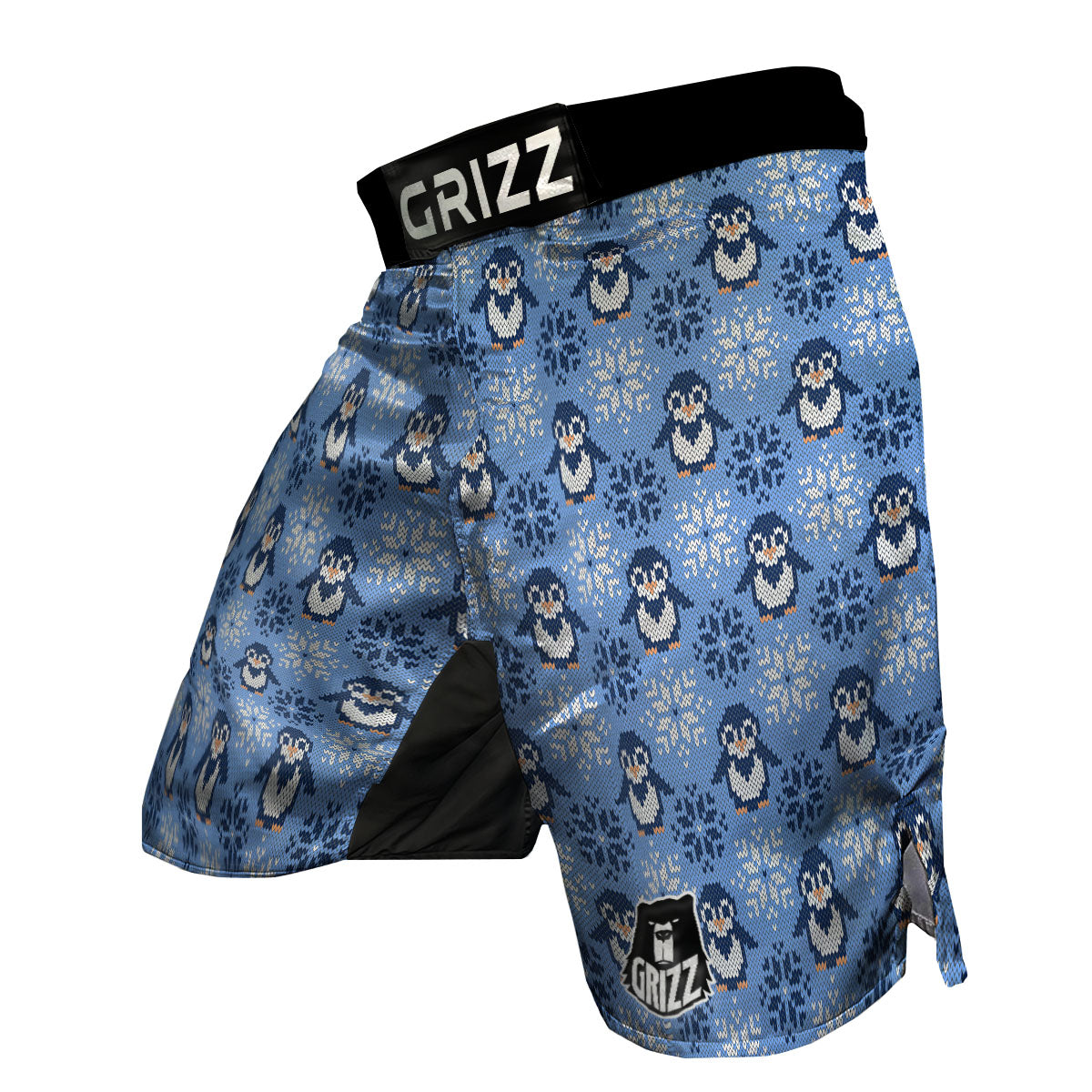 Knitted Snowy Penguin Print Pattern MMA Shorts-grizzshop