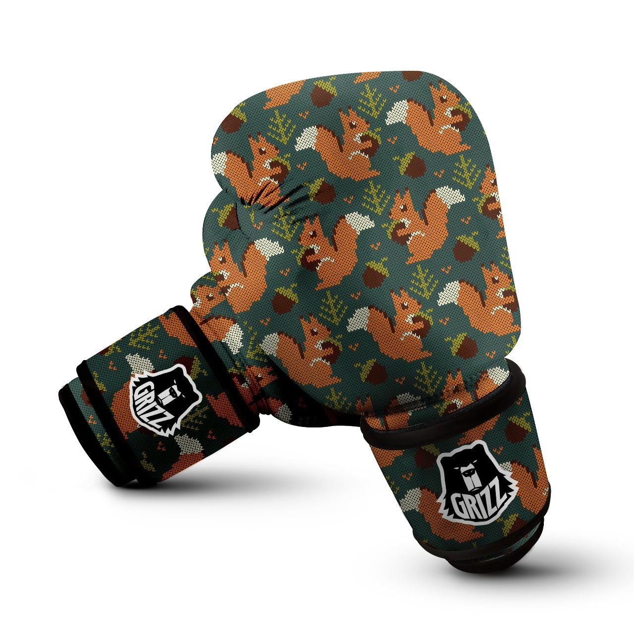 Knitted Squirrel Print Pattern Boxing Gloves-grizzshop
