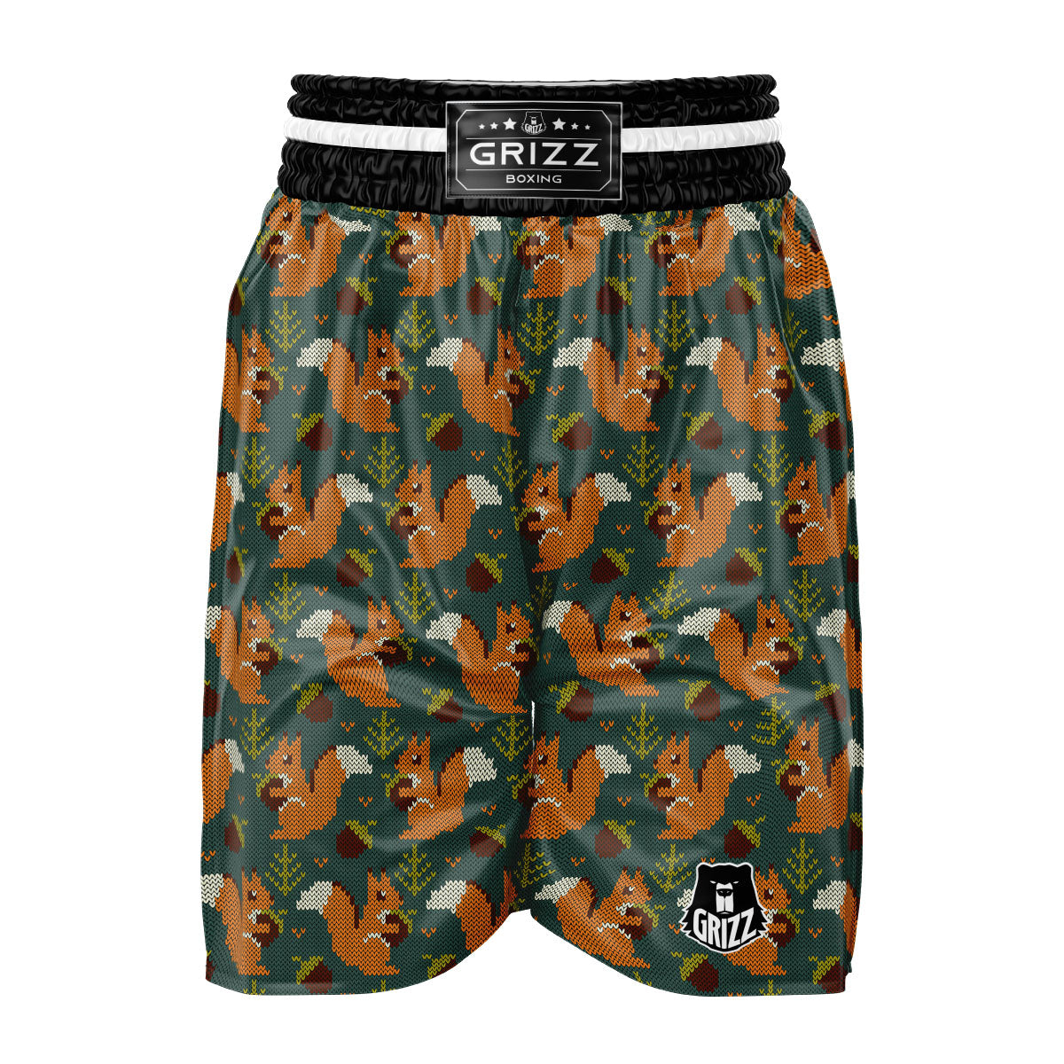 Knitted Squirrel Print Pattern Boxing Shorts-grizzshop
