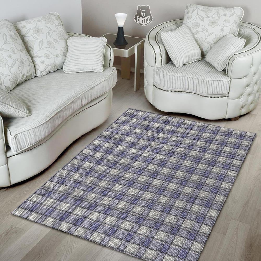 Knitted Tartan Print Pattern Floor Mat-grizzshop