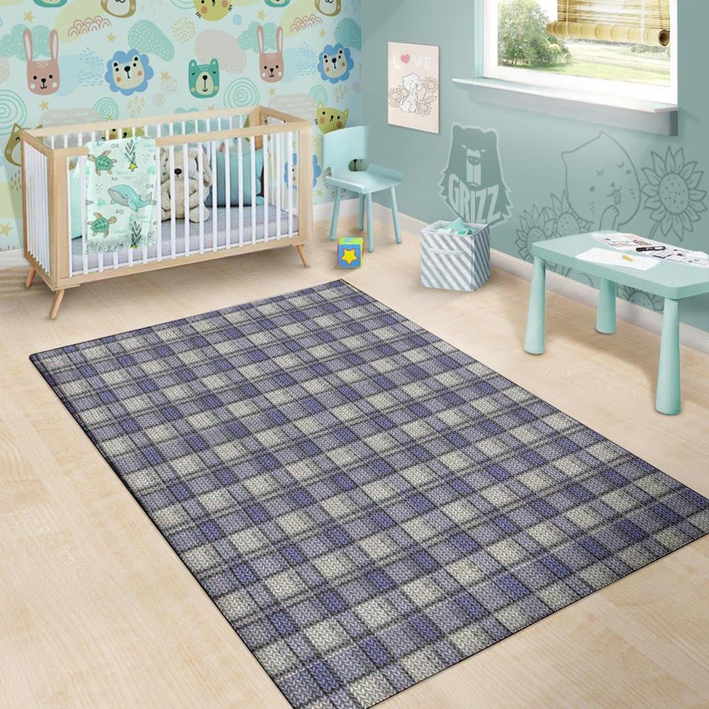 Knitted Tartan Print Pattern Floor Mat-grizzshop