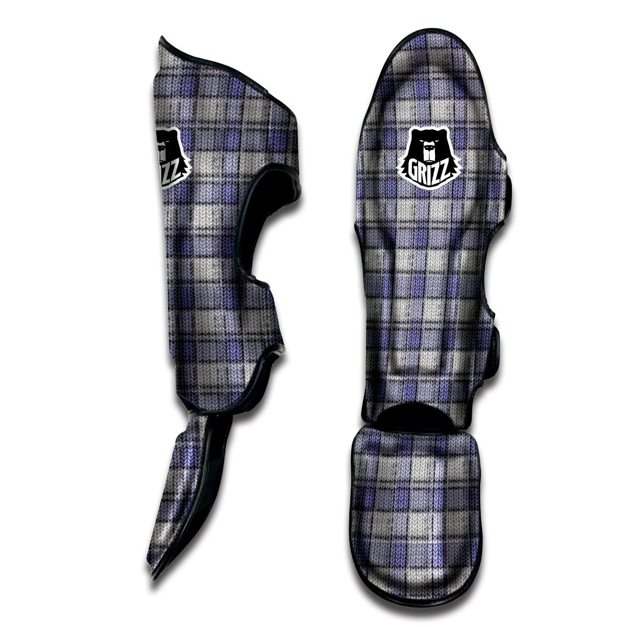 Knitted Tartan Print Pattern Muay Thai Shin Guards-grizzshop