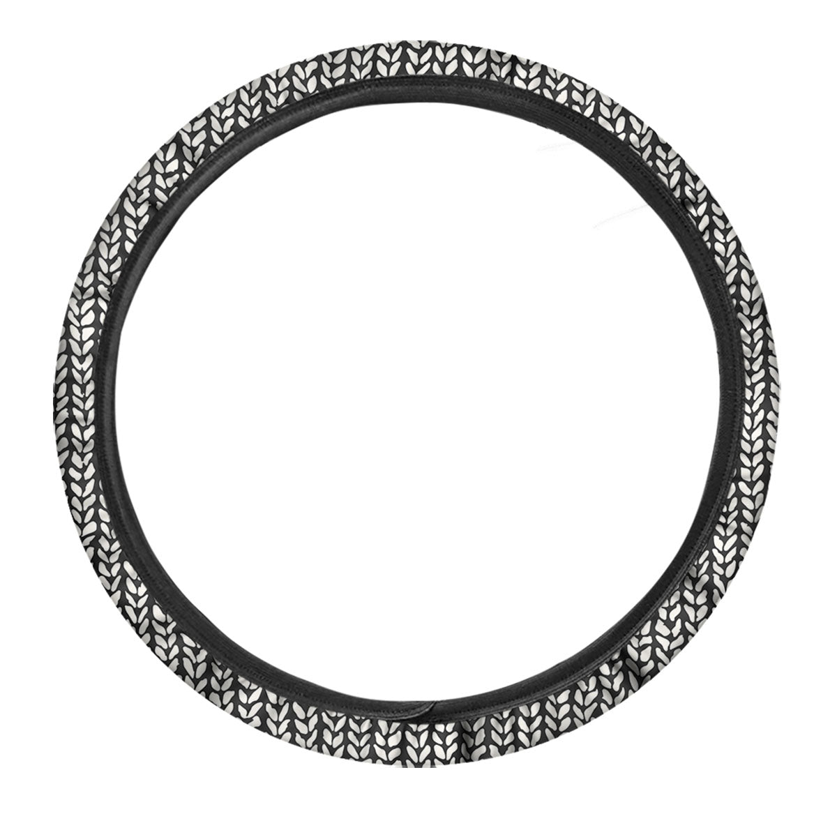 Knitted Texture White And Black Print Pattern Car Steering Wheel Cover-grizzshop