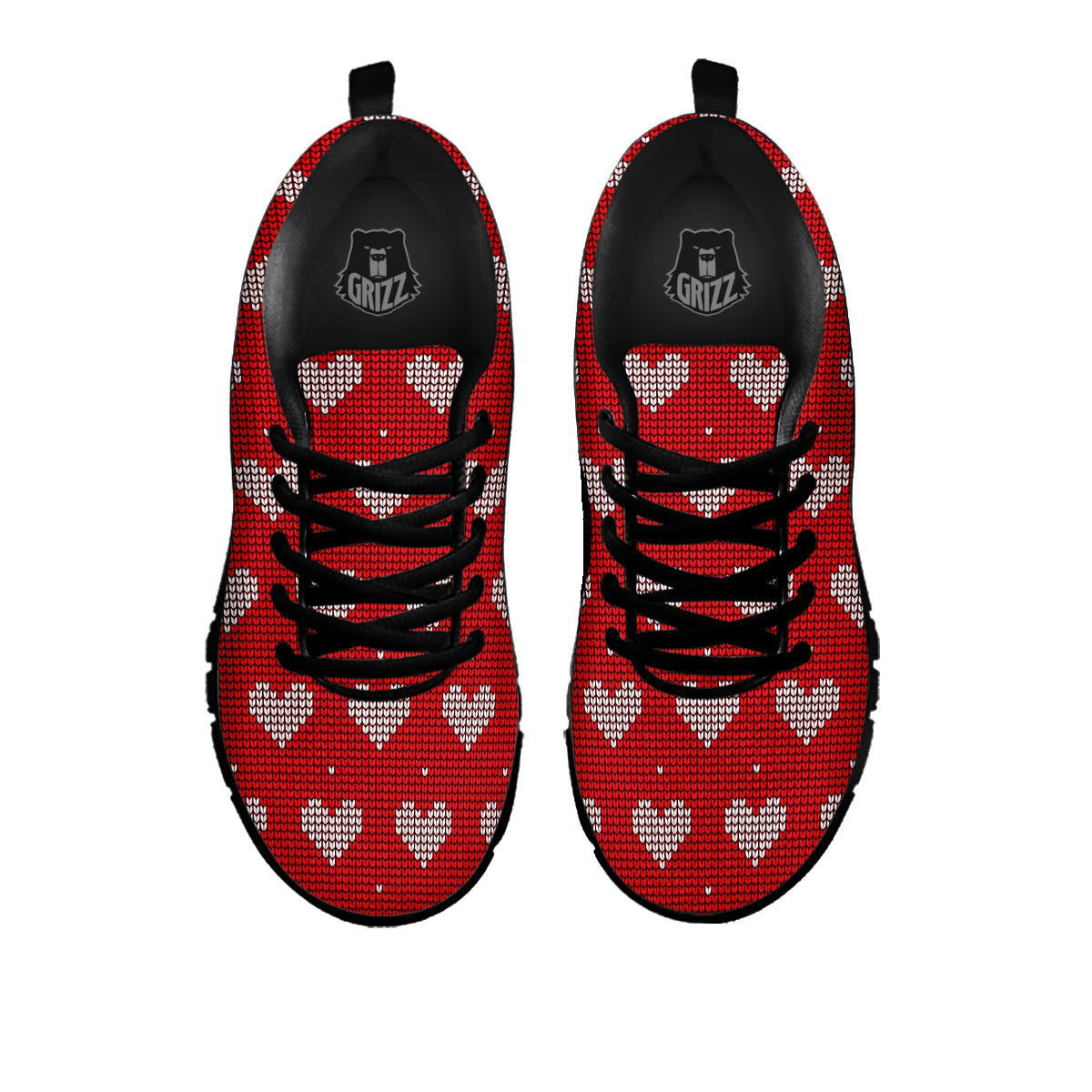 Knitted Valentine's Day Print Pattern Black Sneaker-grizzshop