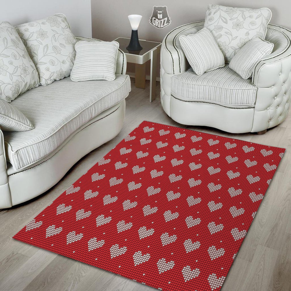 Knitted Valentine's Day Print Pattern Floor Mat-grizzshop