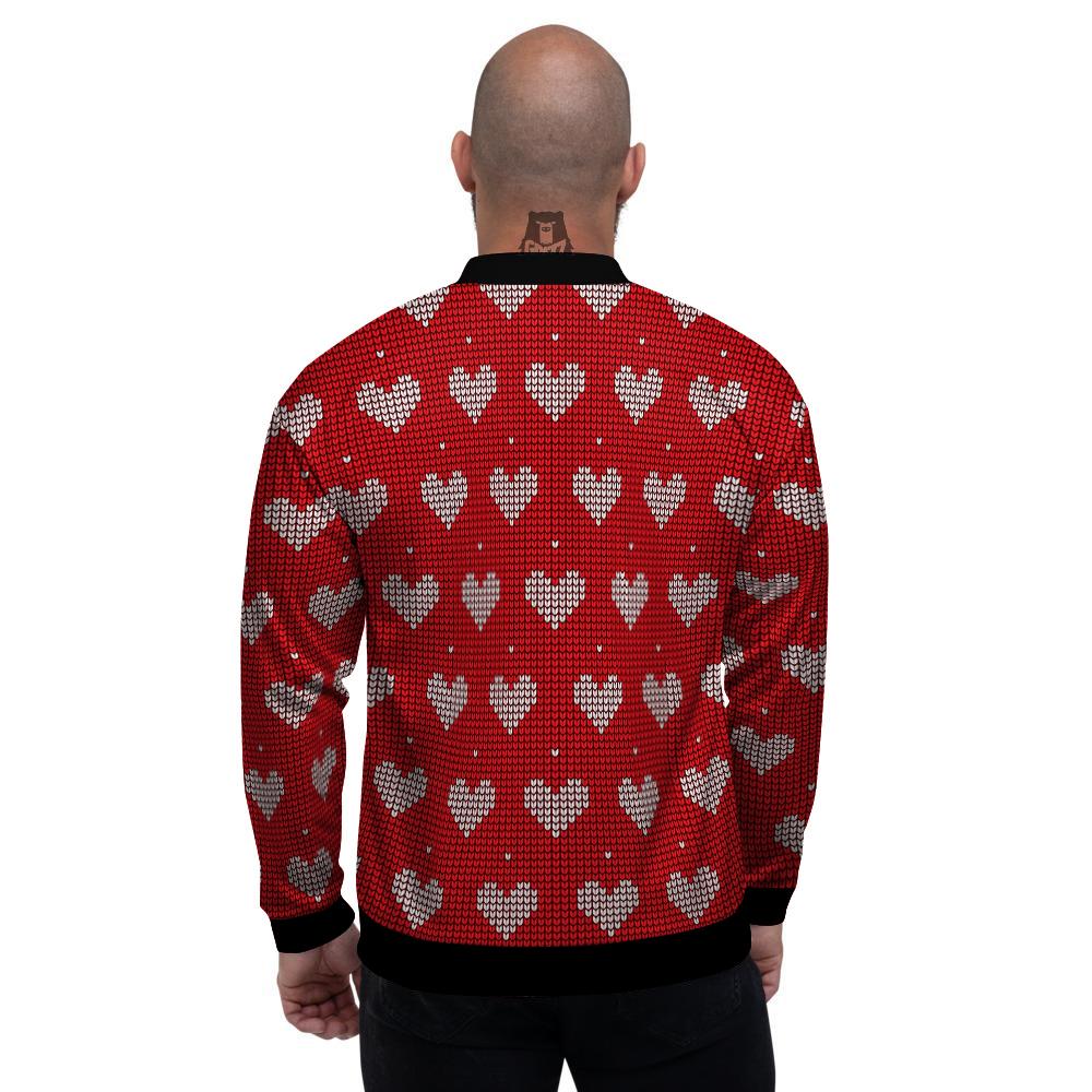 Knitted Valentine's Day Print Pattern Men's Bomber Jacket-grizzshop